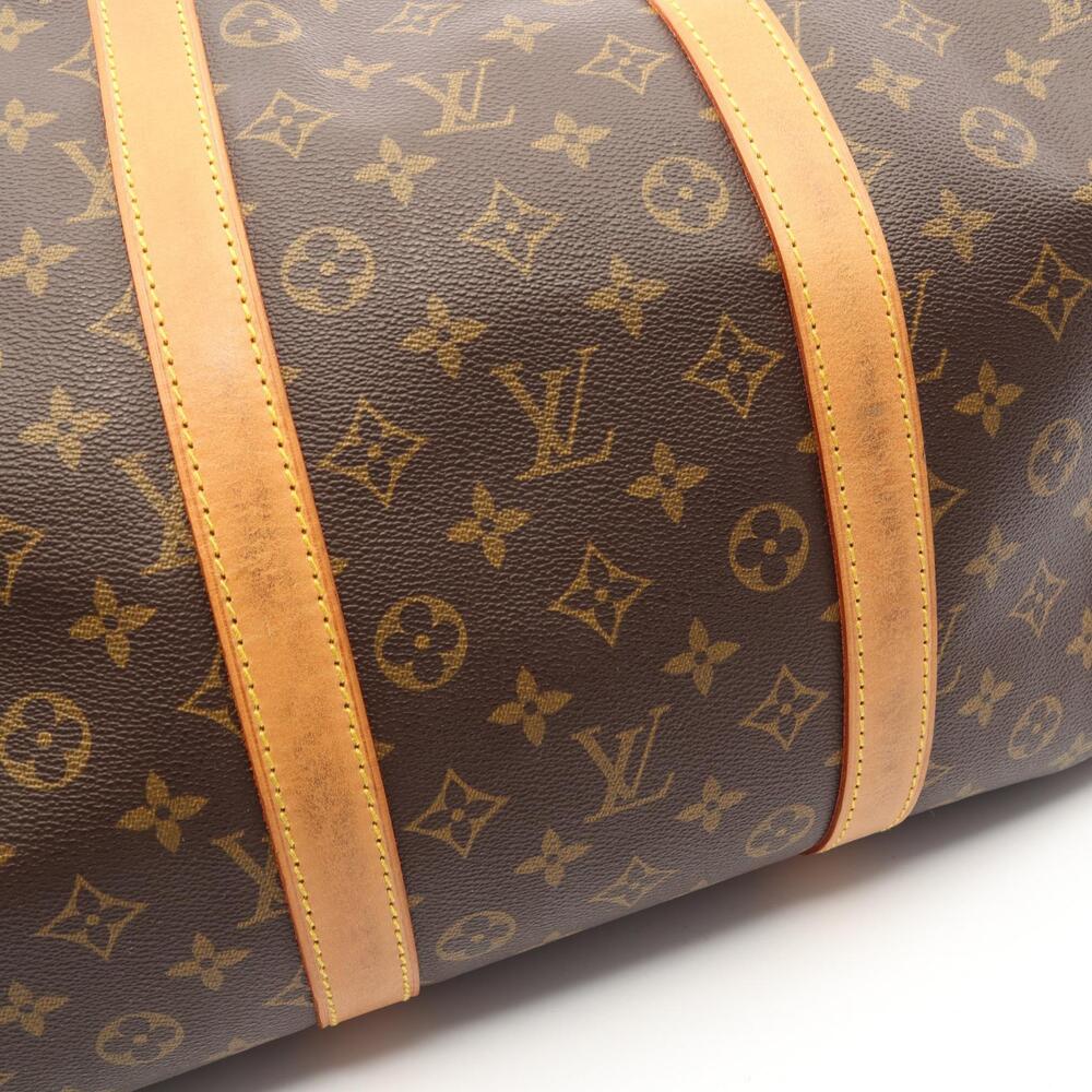Louis Vuitton Canvas Monogram Bandouliere Leather Keepall Brown Boston Bag - Picture 8 of 9